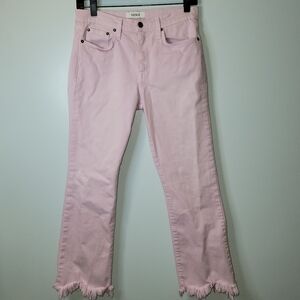 Pistola LA Pink High Rise Frayed Hem Straight Leg Jeans Size 28 Button Fly